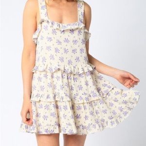 Olivaceous Floral Cotton Ruffle Babydoll Tank Dress. Women Size Small.
